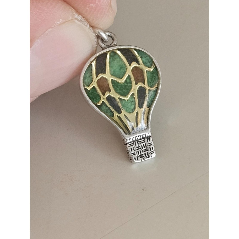 Vintage Carolyn Pollack Relios Hot Air Balloon Turquoise Inlay 925 Pendant Charm